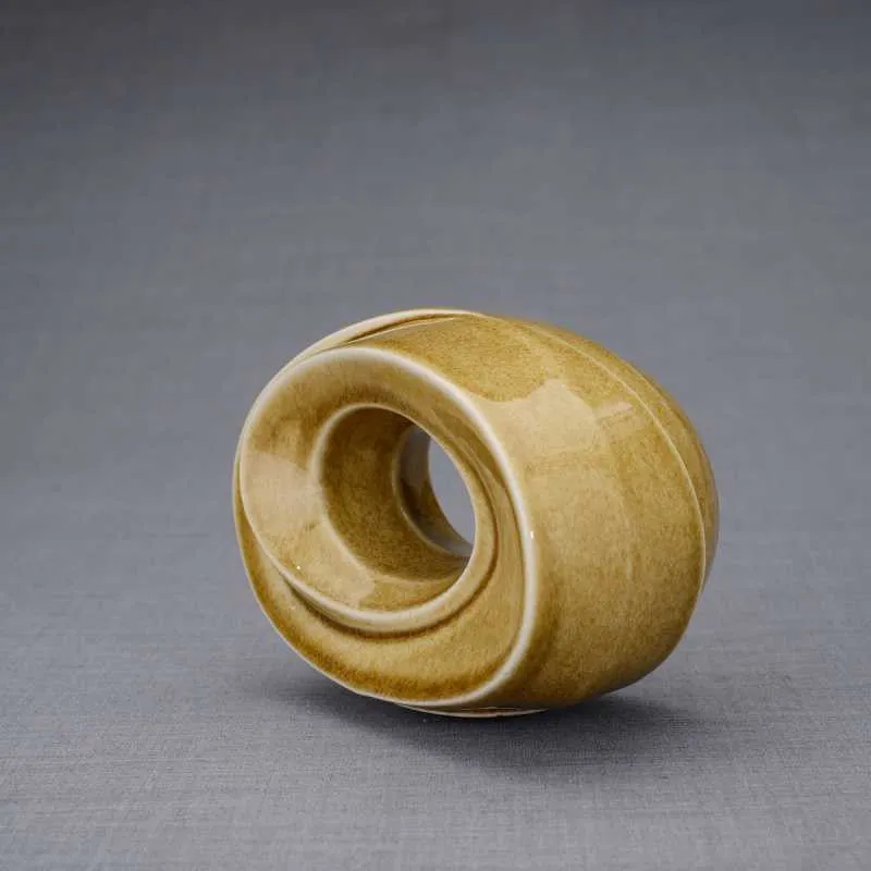 Passage Sculpture Art Memorial Candle Ceramic Cremation Urn in Dark Sand