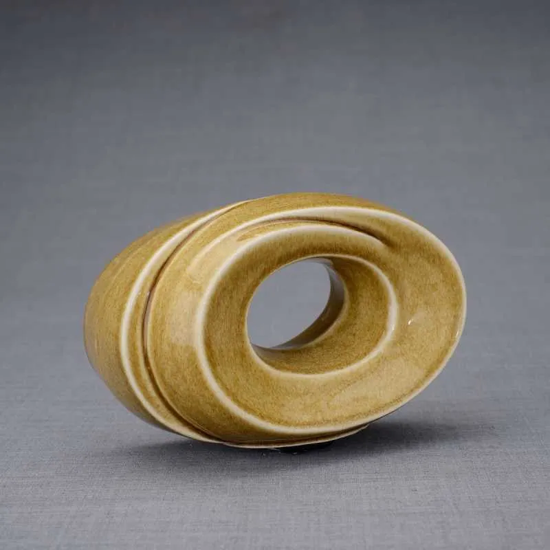 Passage Sculpture Art Memorial Candle Ceramic Cremation Urn in Dark Sand