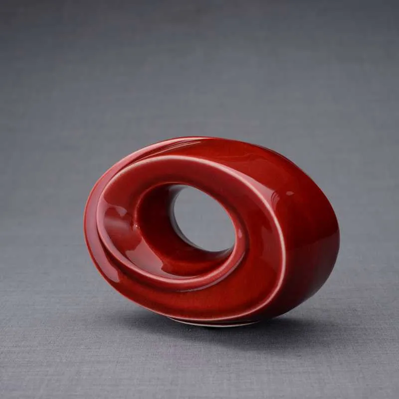 Passage Sculpture Art Memorial Candle Ceramic Cremation Urn in Red