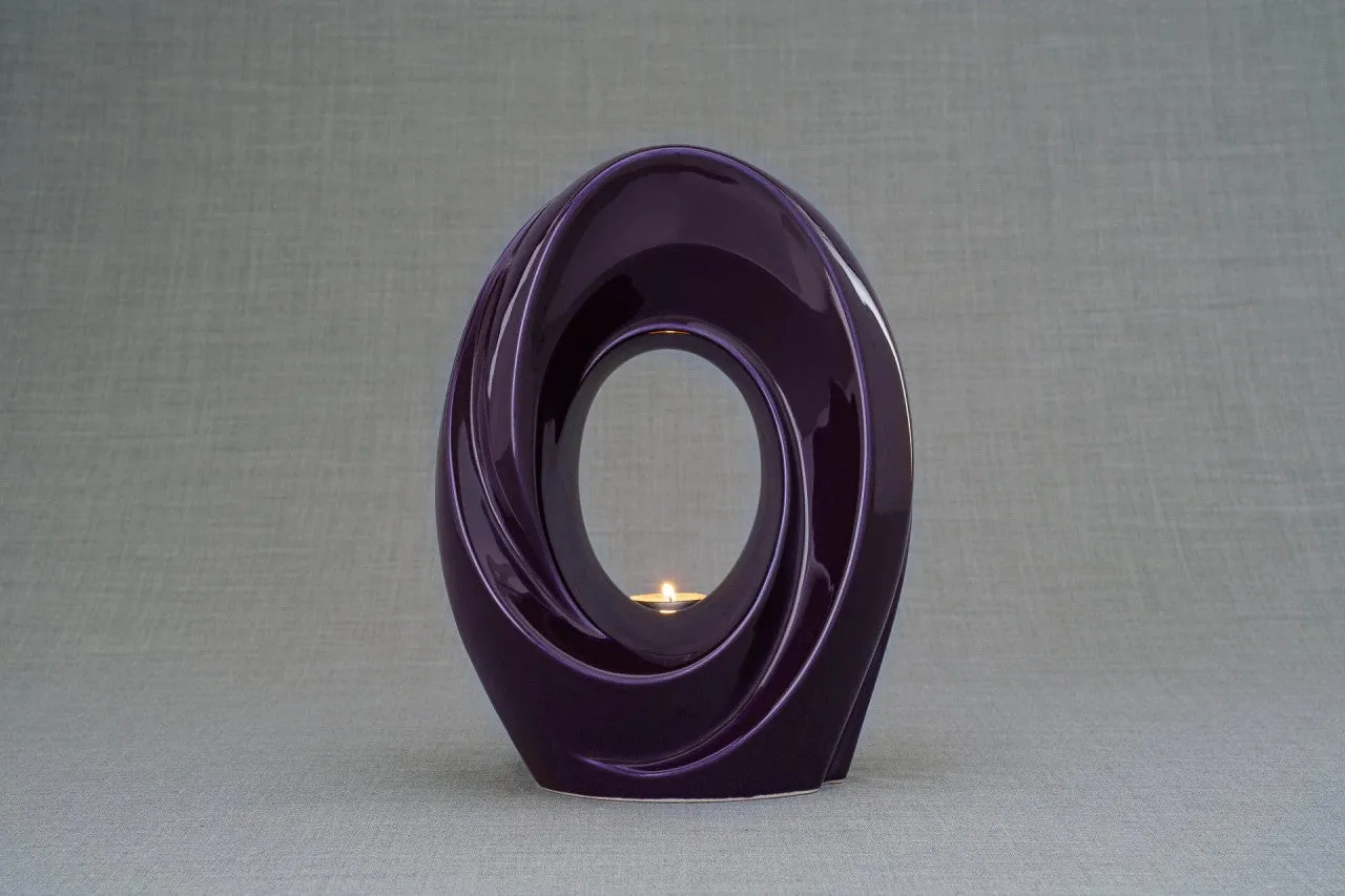 Passage Sculpture Art Memorial Candle Ceramic Cremation Urn in Violet