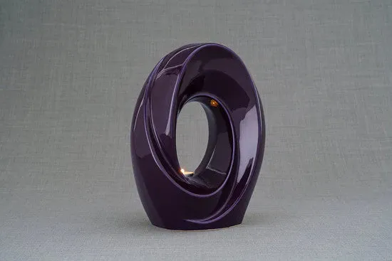 Passage Sculpture Art Memorial Candle Ceramic Cremation Urn in Violet