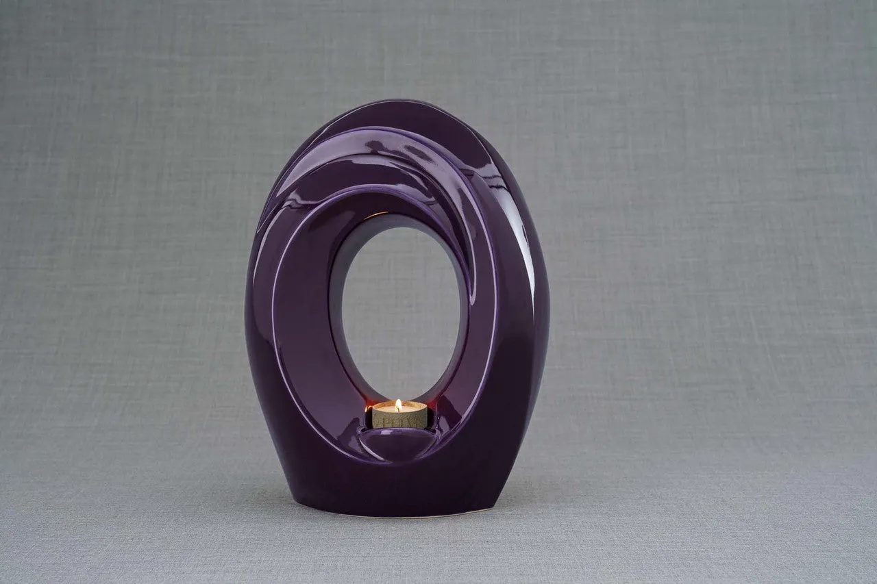Passage Sculpture Art Memorial Candle Ceramic Cremation Urn in Violet