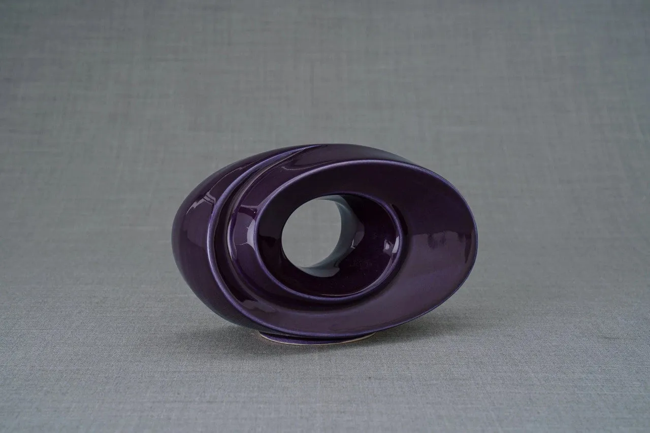 Passage Sculpture Art Memorial Candle Ceramic Cremation Urn in Violet
