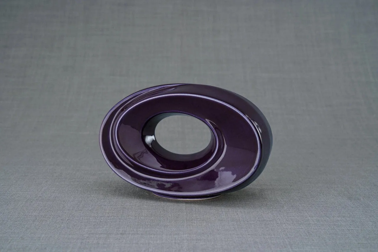Passage Sculpture Art Memorial Candle Ceramic Cremation Urn in Violet