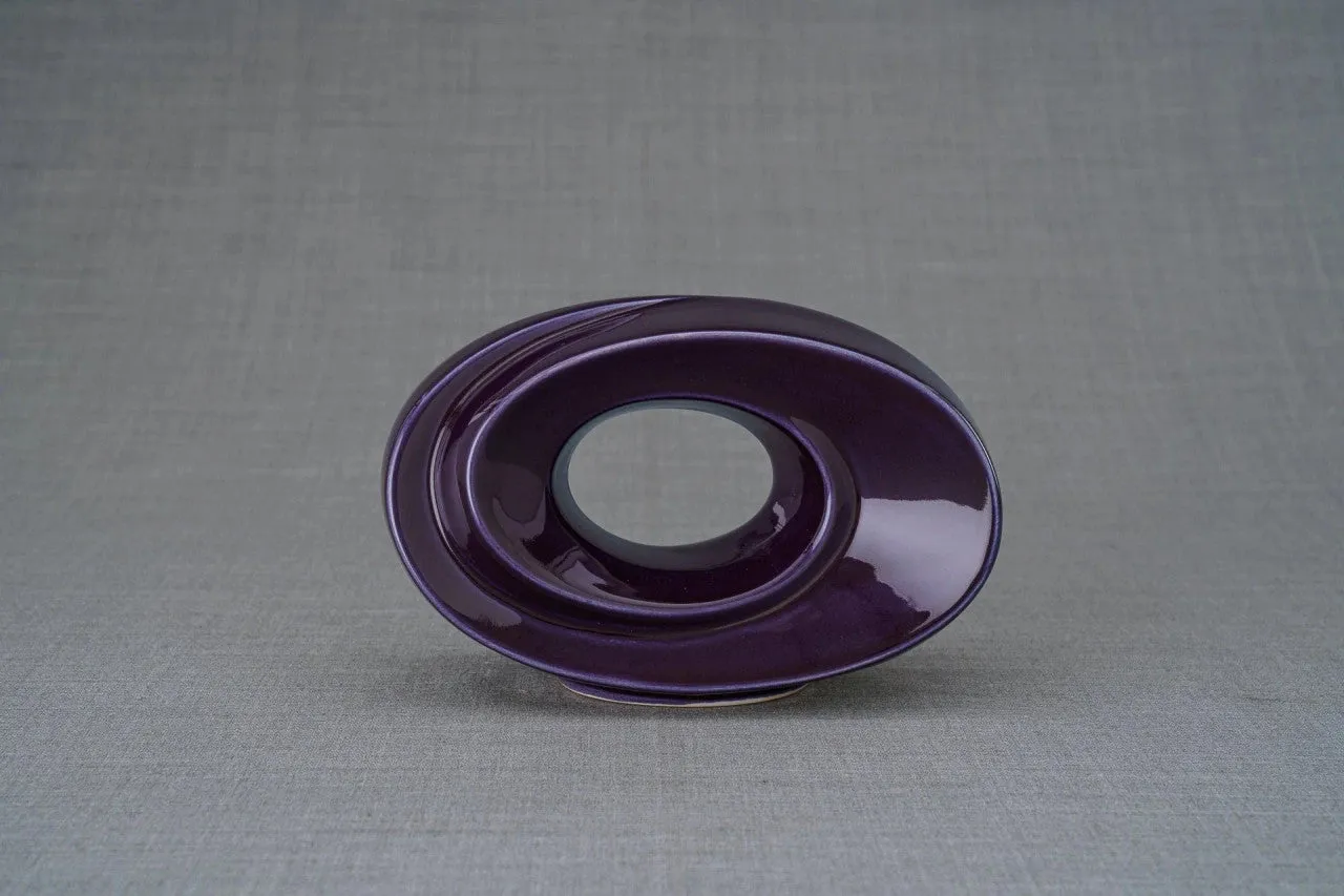 Passage Sculpture Art Memorial Candle Ceramic Cremation Urn in Violet