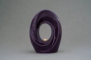 Passage Sculpture Art Memorial Candle Ceramic Cremation Urn in Violet