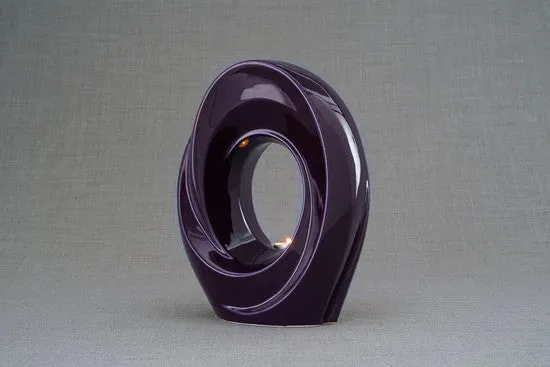 Passage Sculpture Art Memorial Candle Ceramic Cremation Urn in Violet