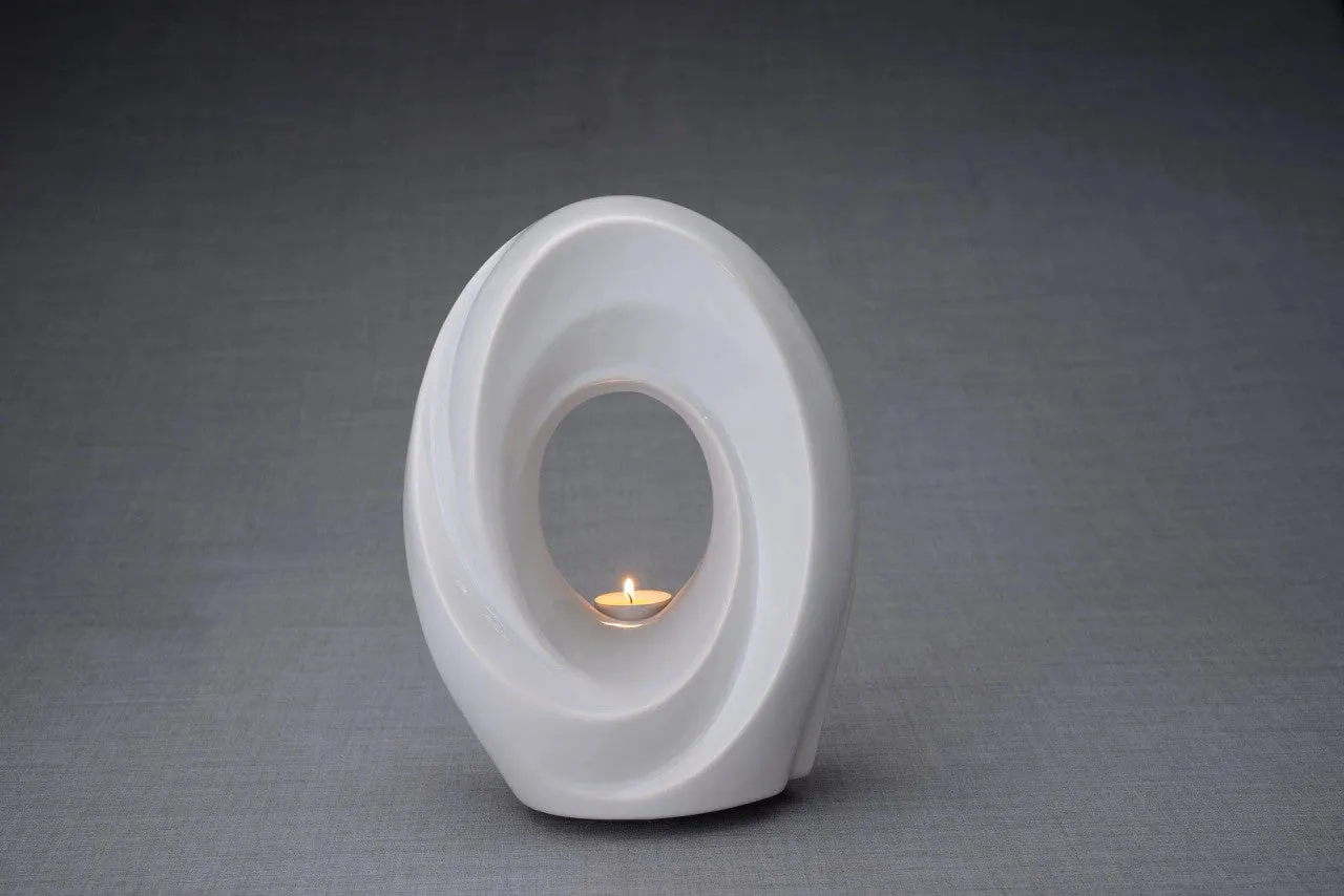 Passage Sculpture Art Memorial Candle Ceramic Cremation Urn in White