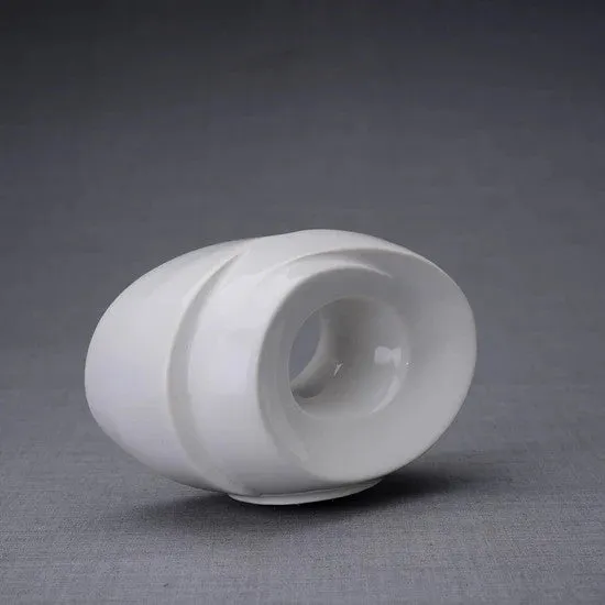 Passage Sculpture Art Memorial Candle Ceramic Cremation Urn in White