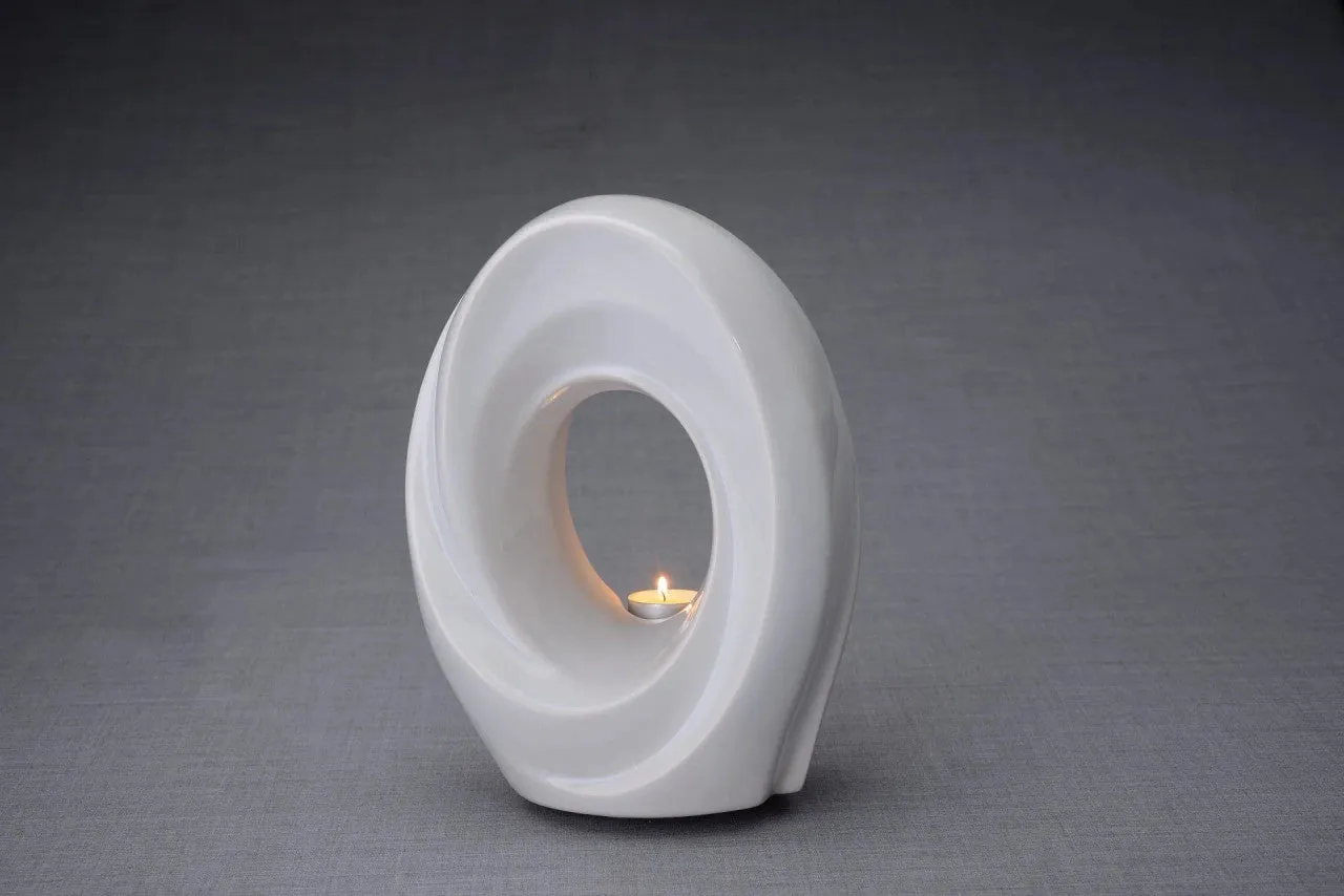 Passage Sculpture Art Memorial Candle Ceramic Cremation Urn in White