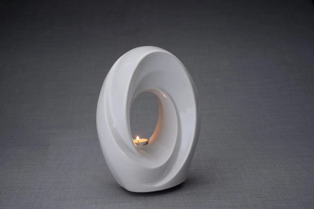 Passage Sculpture Art Memorial Candle Ceramic Cremation Urn in White