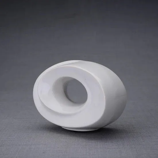Passage Sculpture Art Memorial Candle Ceramic Cremation Urn in White