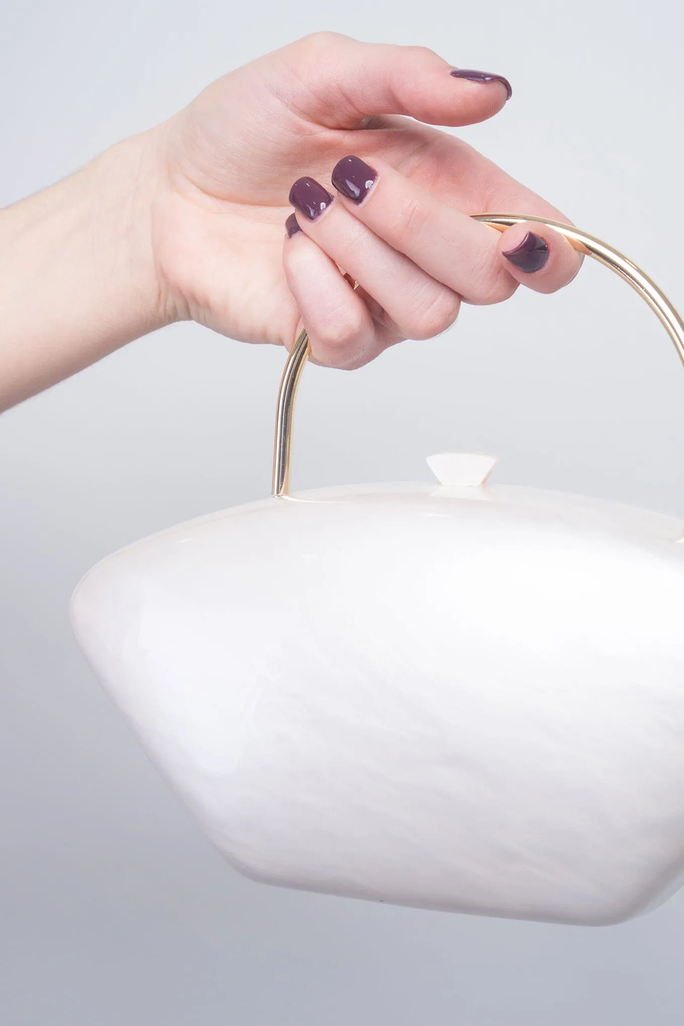 Pearl Marble Gold Arch Handle Clutch