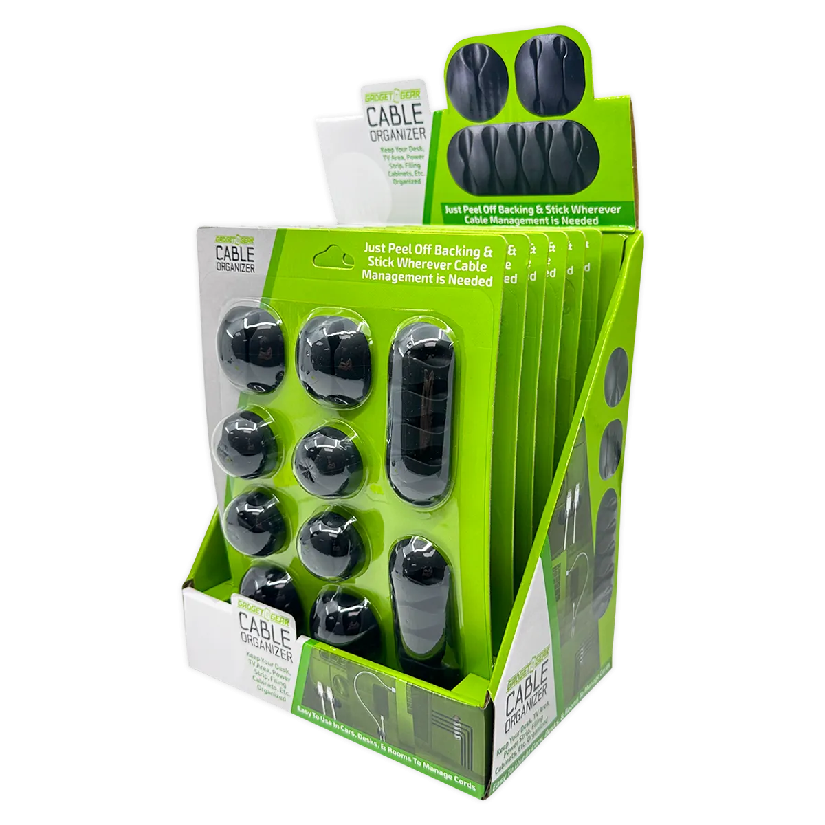 Peel Stick Cable Organizer Sets - 6 Pieces Per Retail Ready Display 25377