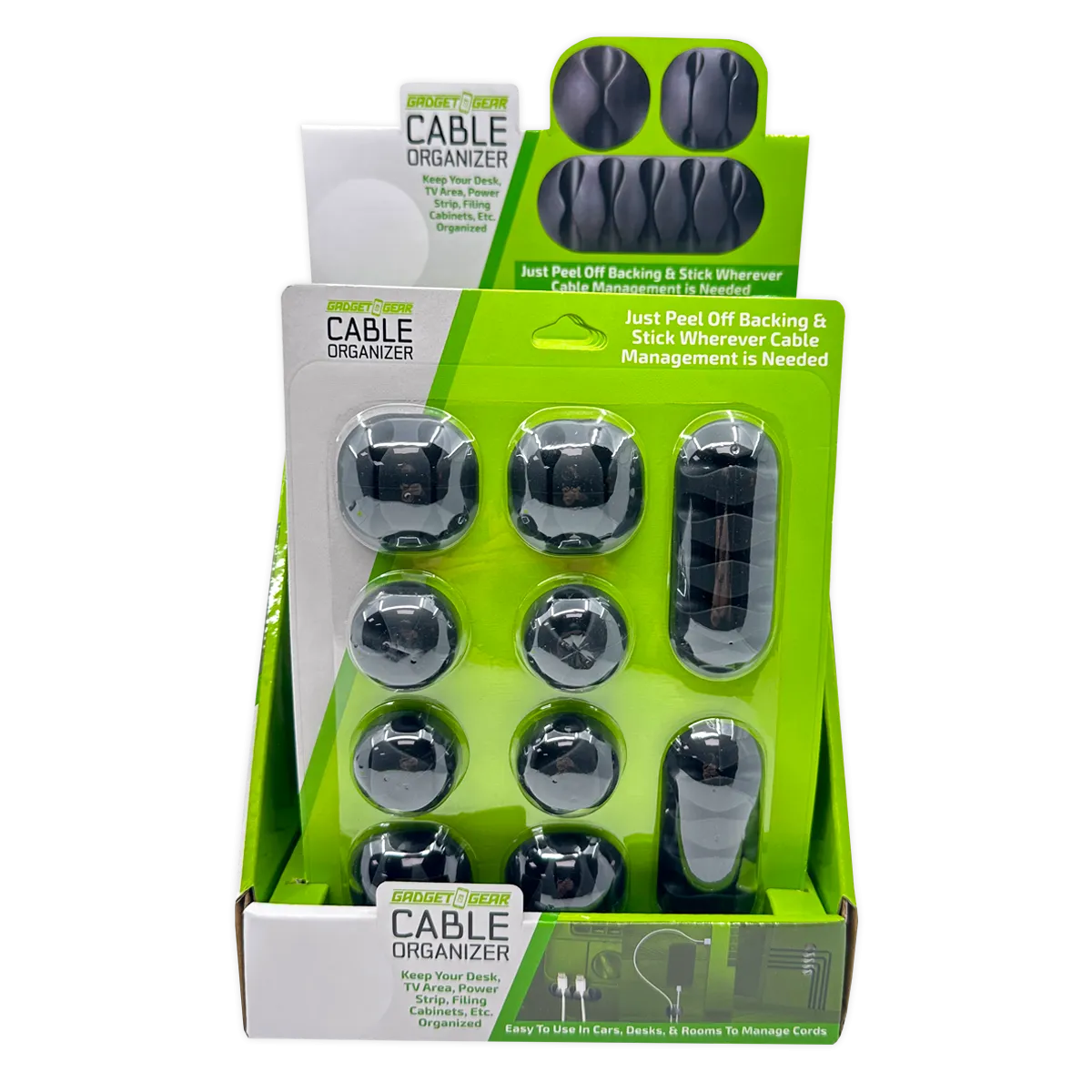 Peel Stick Cable Organizer Sets - 6 Pieces Per Retail Ready Display 25377
