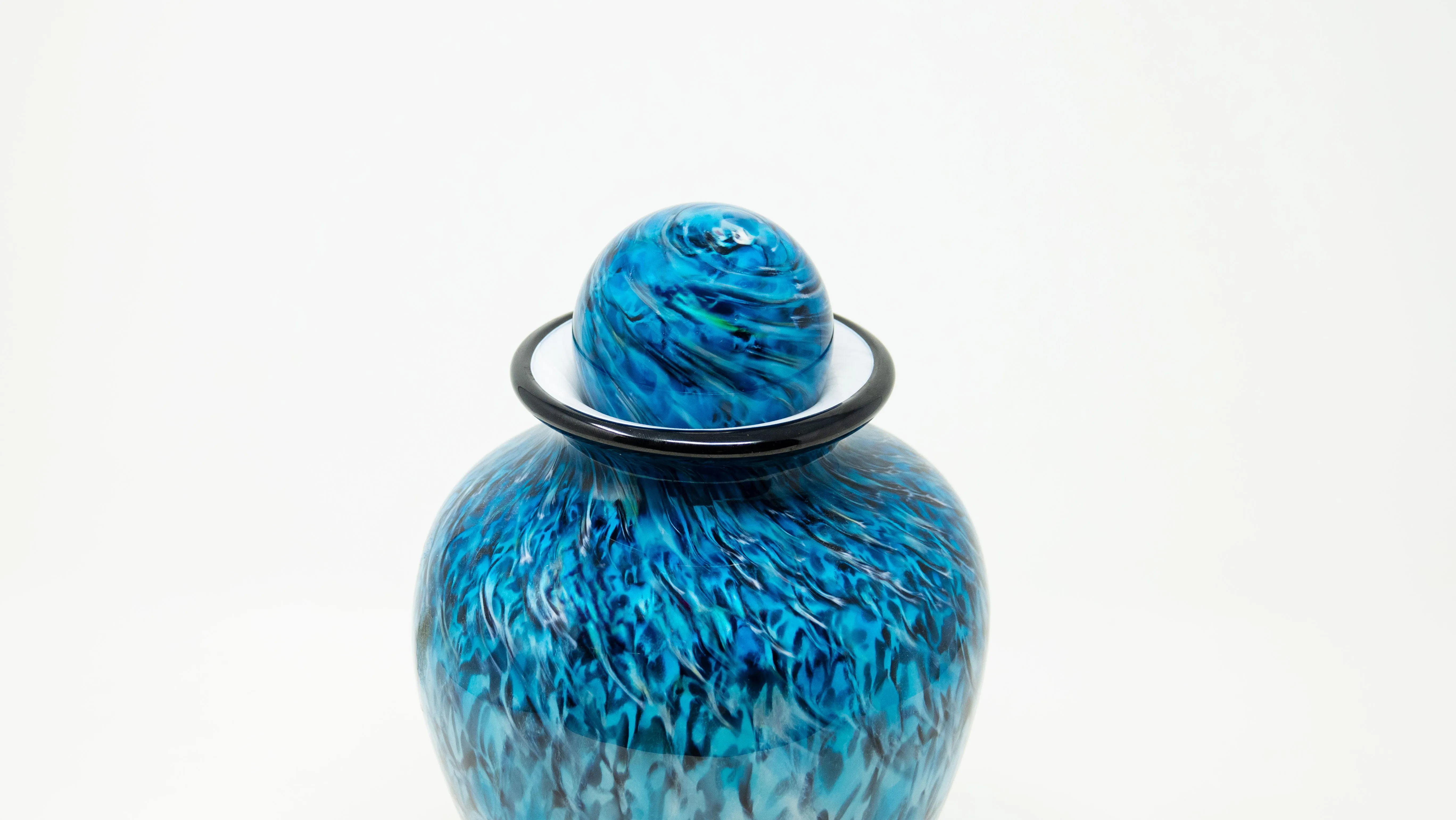 Pet Hand Blown Glass Cremation Urn in Atlantic Aegean