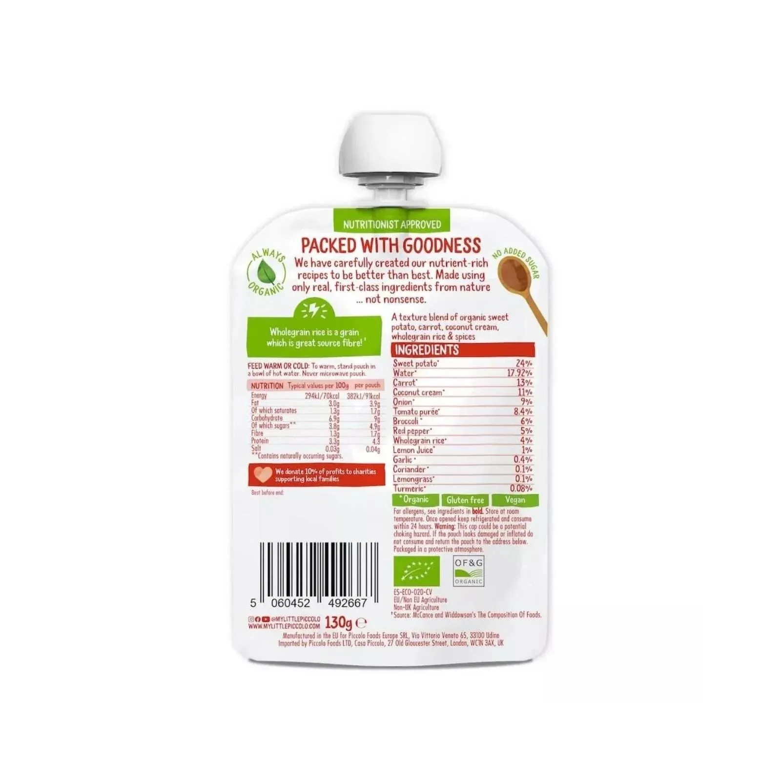 Piccolo Organic Coconut Red Thai Vegetable Curry 7  months 130g