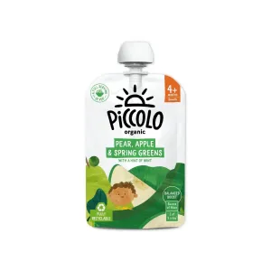 Piccolo Organic Pear Apple & Spring Greens 4  months 100g