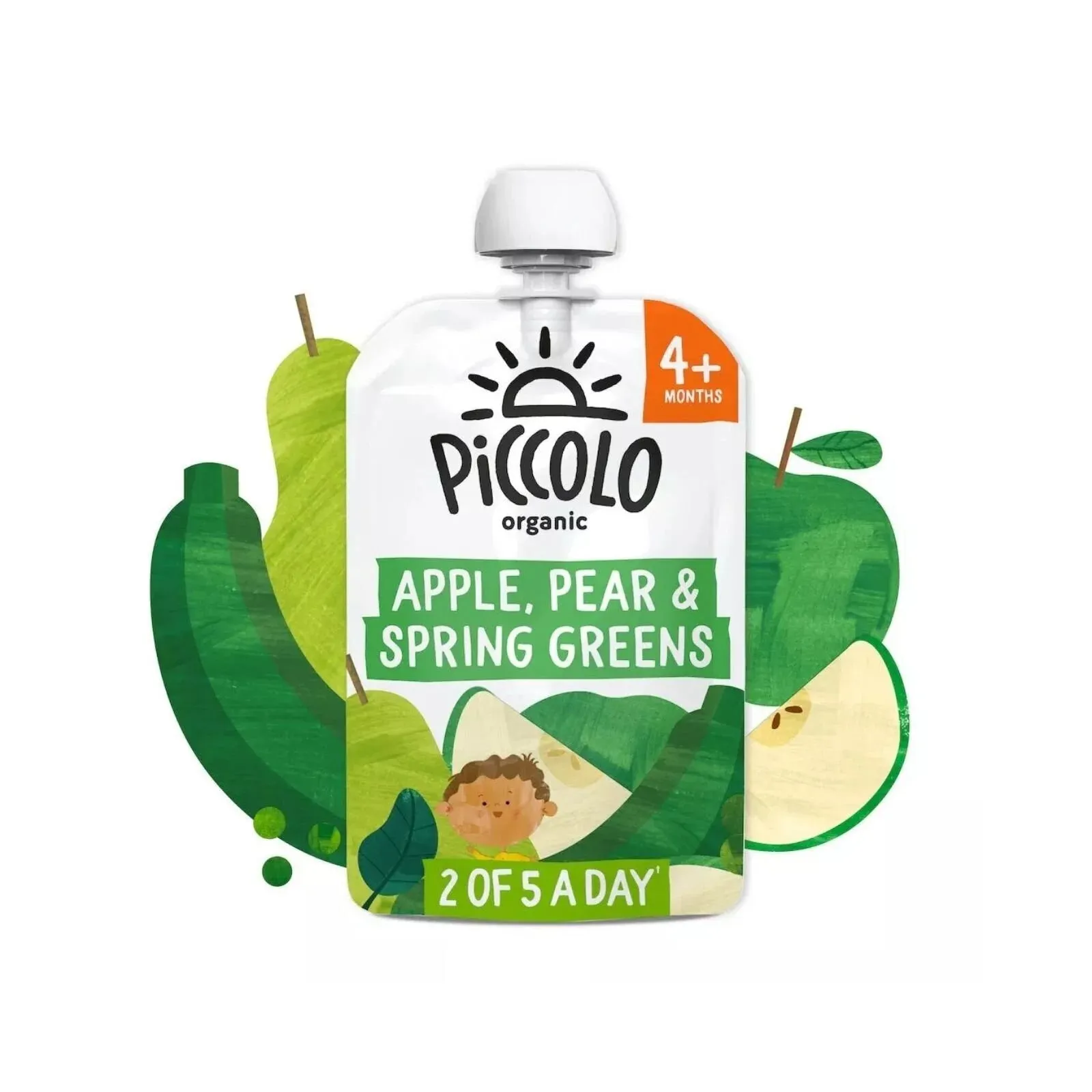 Piccolo Organic Pear Apple & Spring Greens 4  months 100g