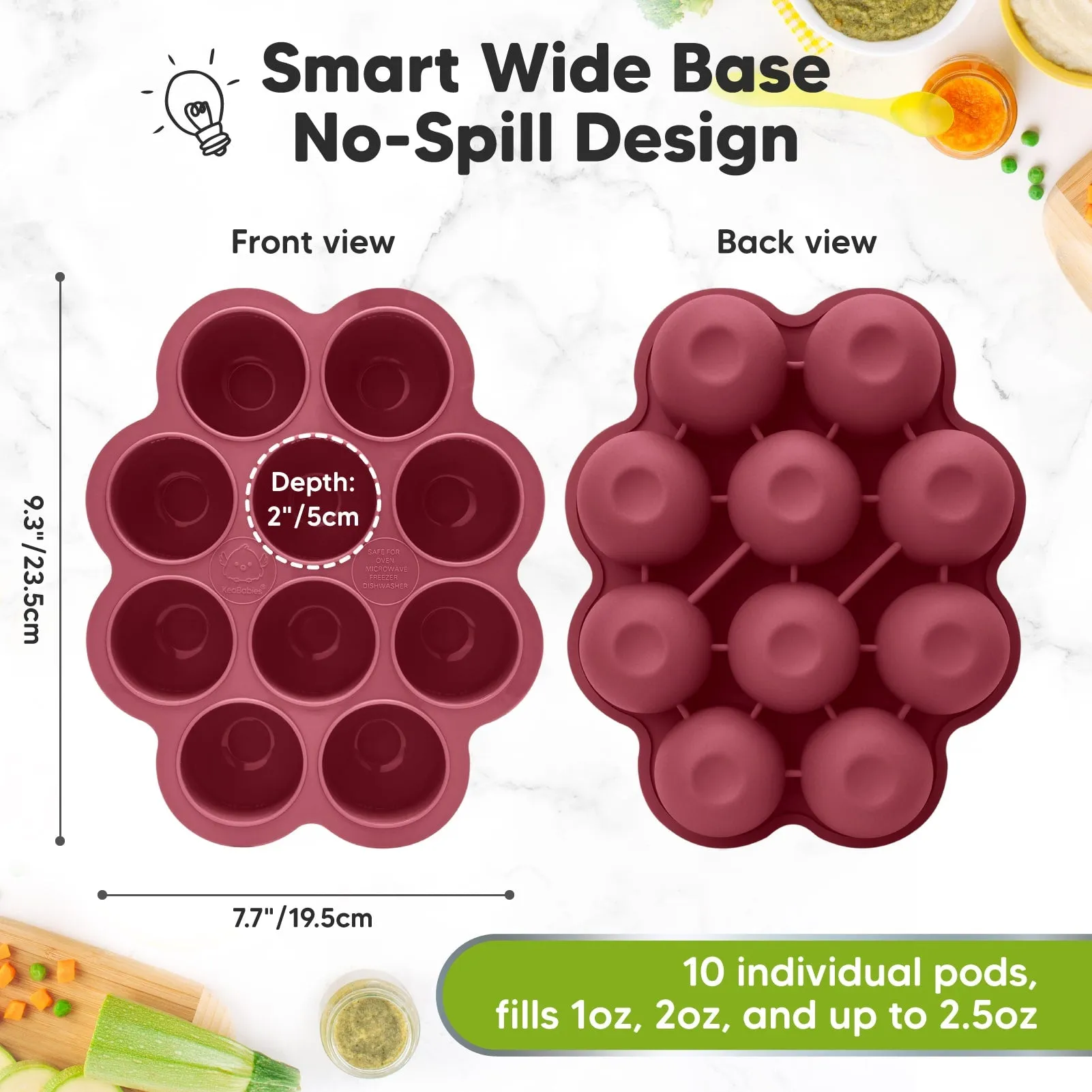 Prep Silicone Baby Food Tray (Kirsch Red)