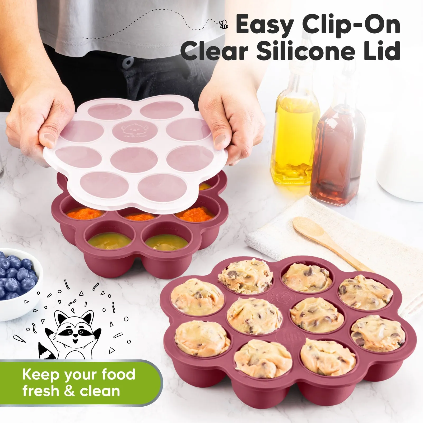 Prep Silicone Baby Food Tray (Kirsch Red)