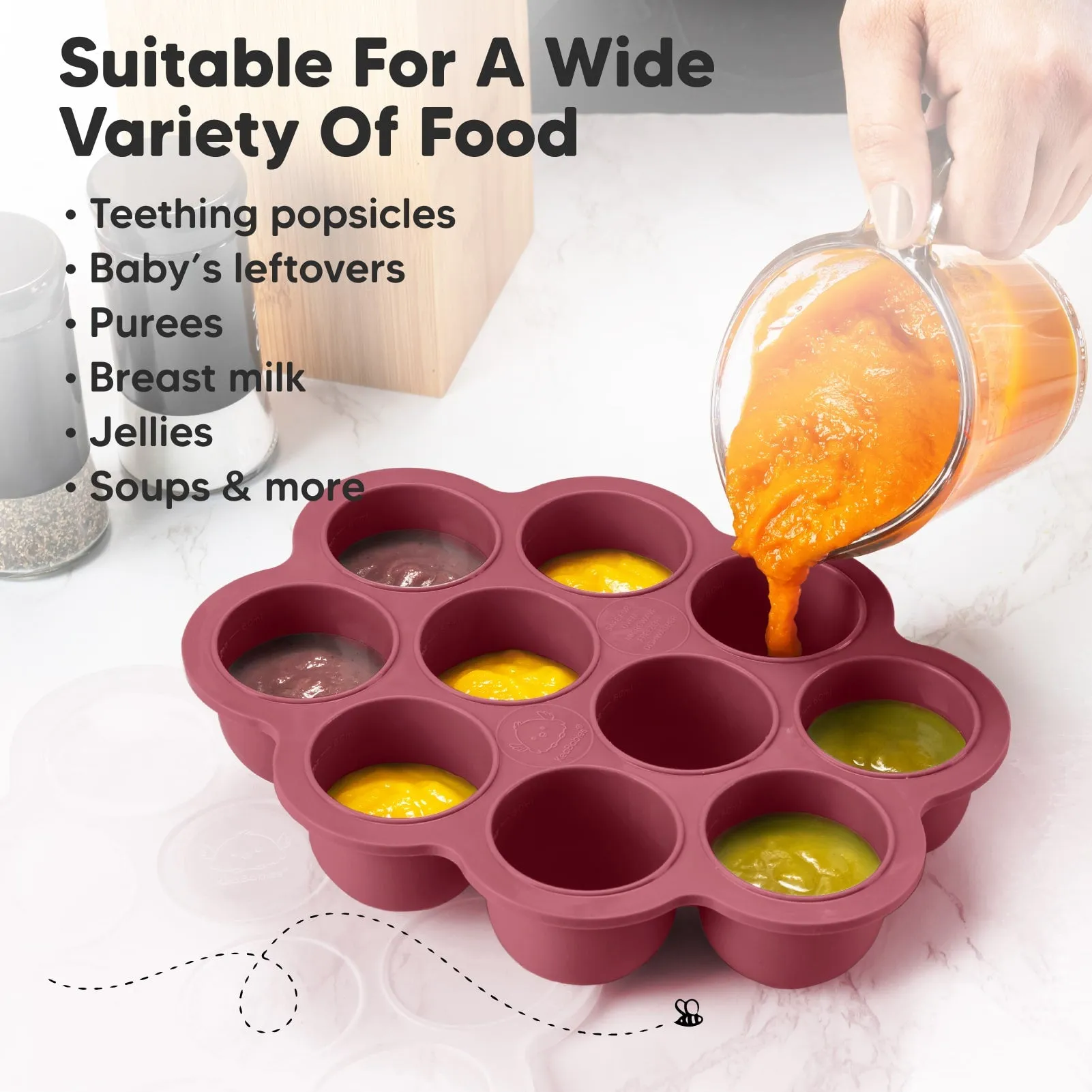 Prep Silicone Baby Food Tray (Kirsch Red)