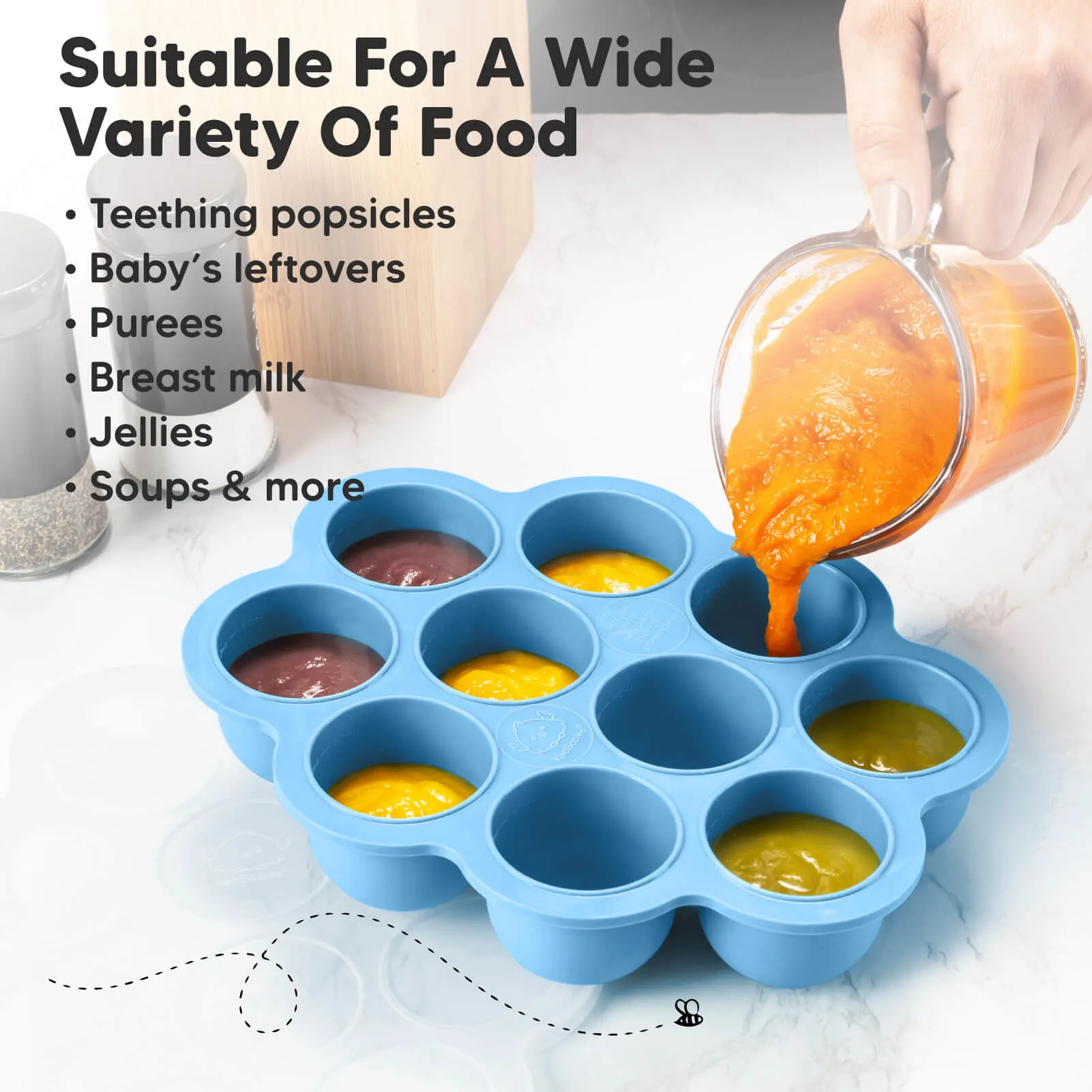 Prep Silicone Baby Food Tray (Misty Blue)