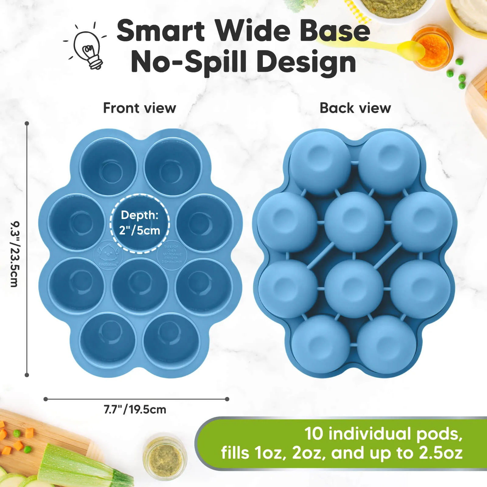 Prep Silicone Baby Food Tray (Misty Blue)