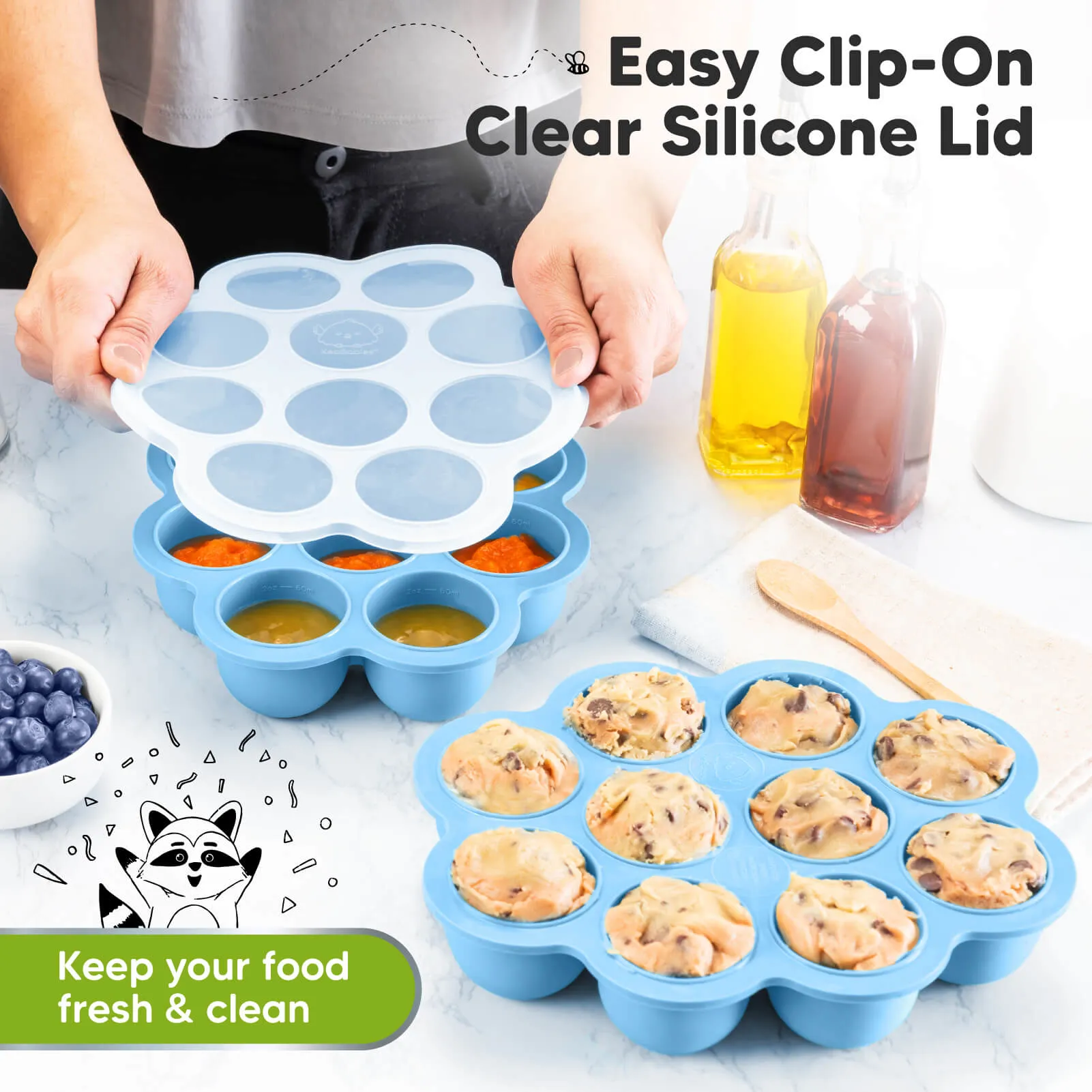 Prep Silicone Baby Food Tray (Misty Blue)