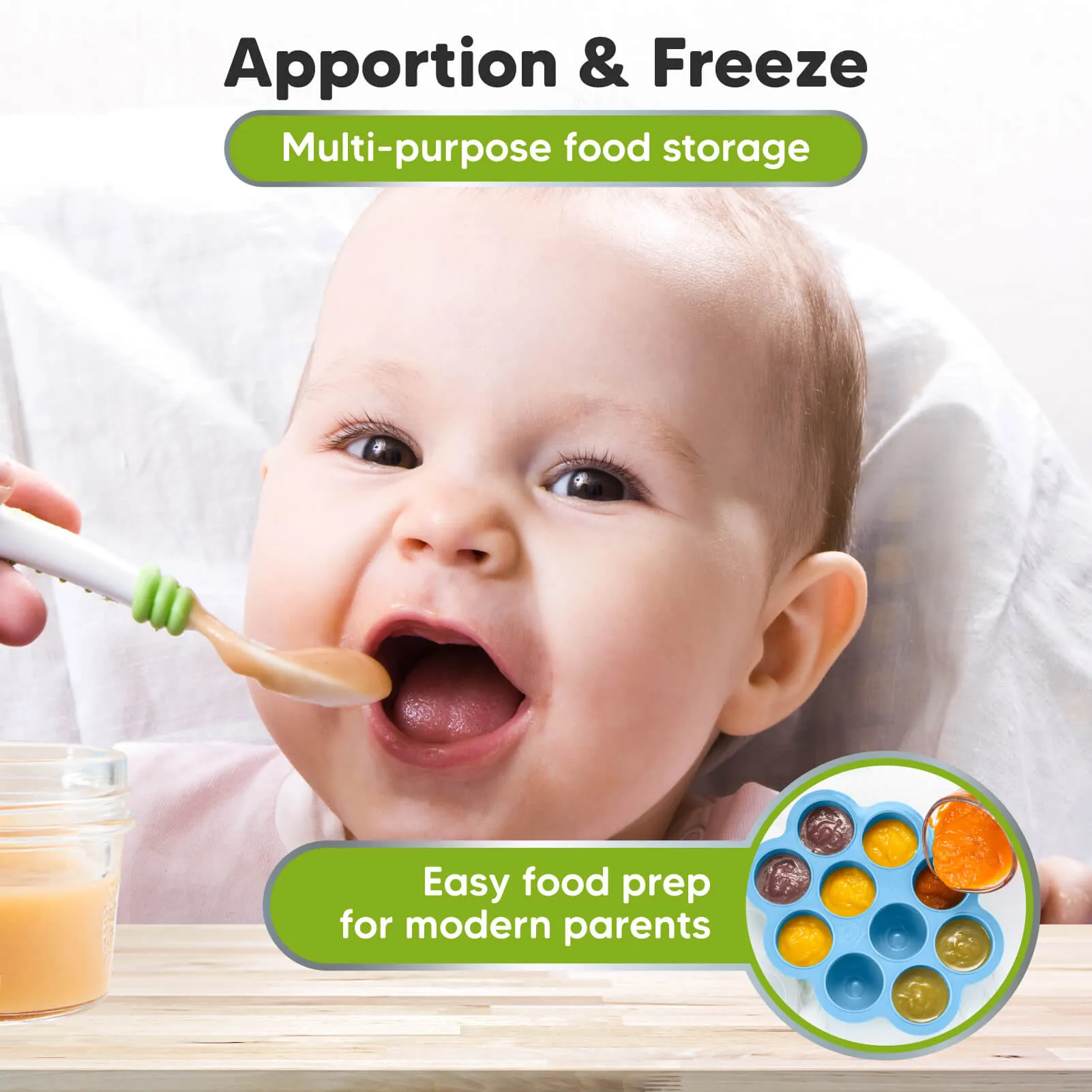 Prep Silicone Baby Food Tray (Misty Blue)