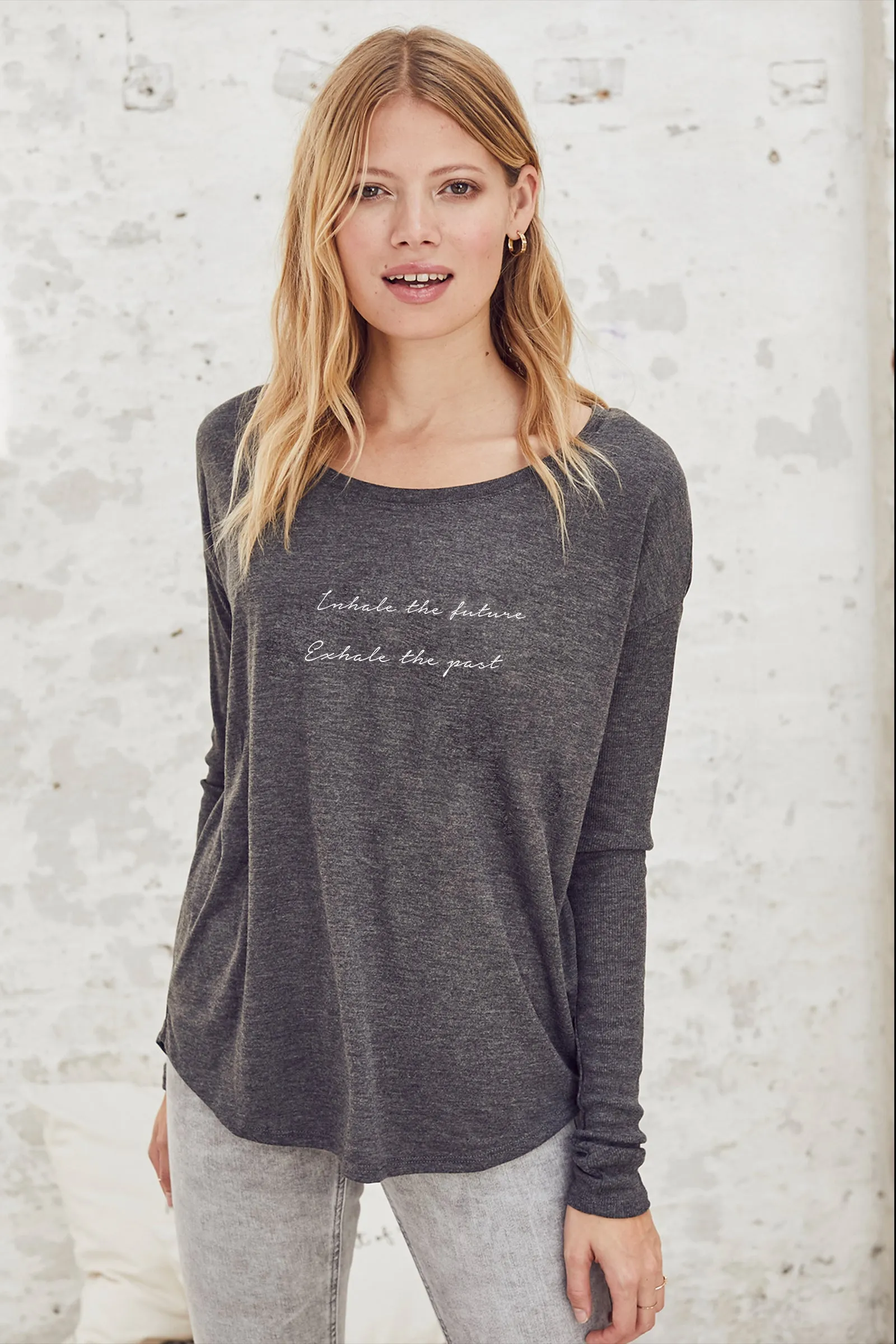 "Inhale, Exhale" Original Ribbed Long Sleeve Tee