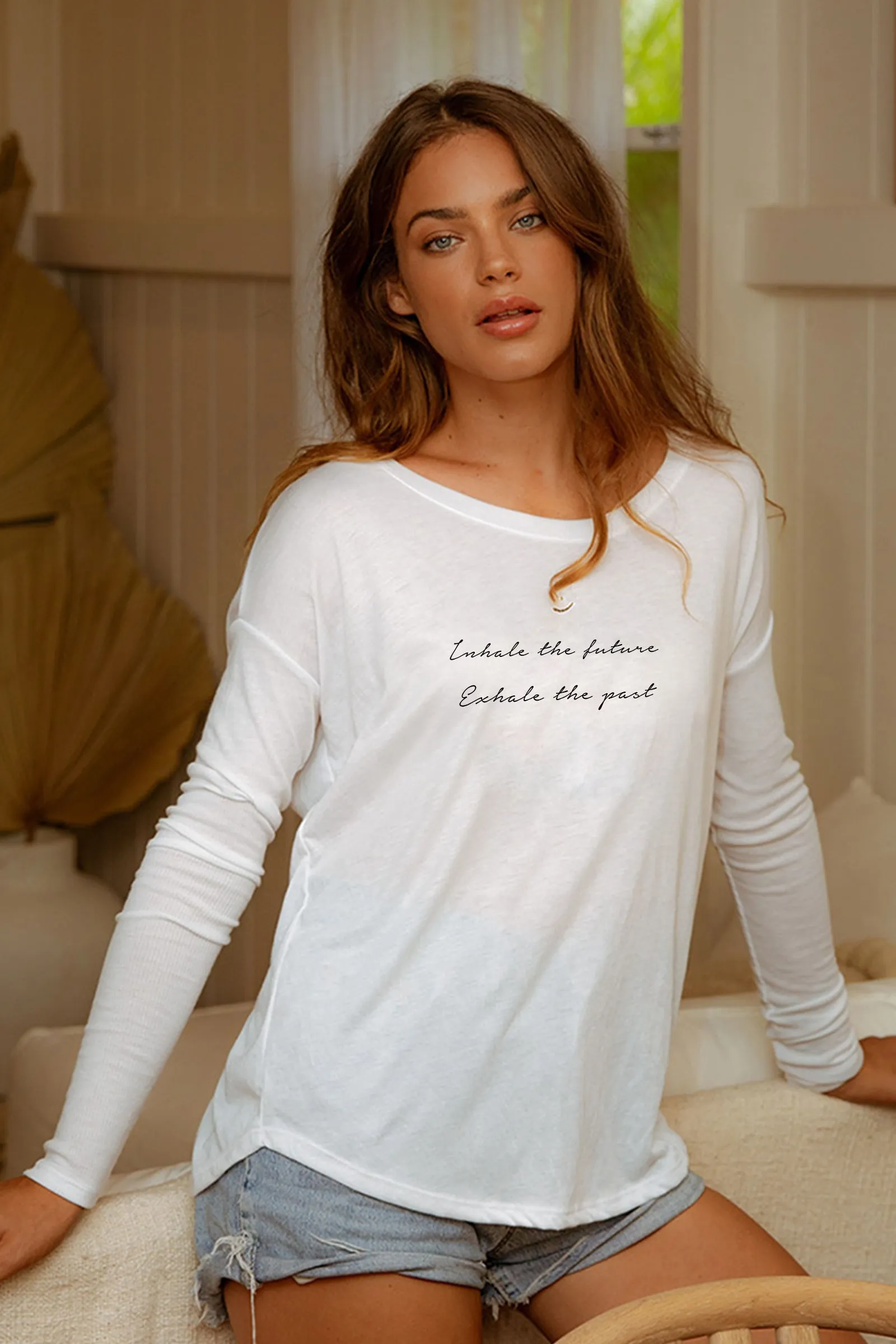 "Inhale, Exhale" Original Ribbed Long Sleeve Tee