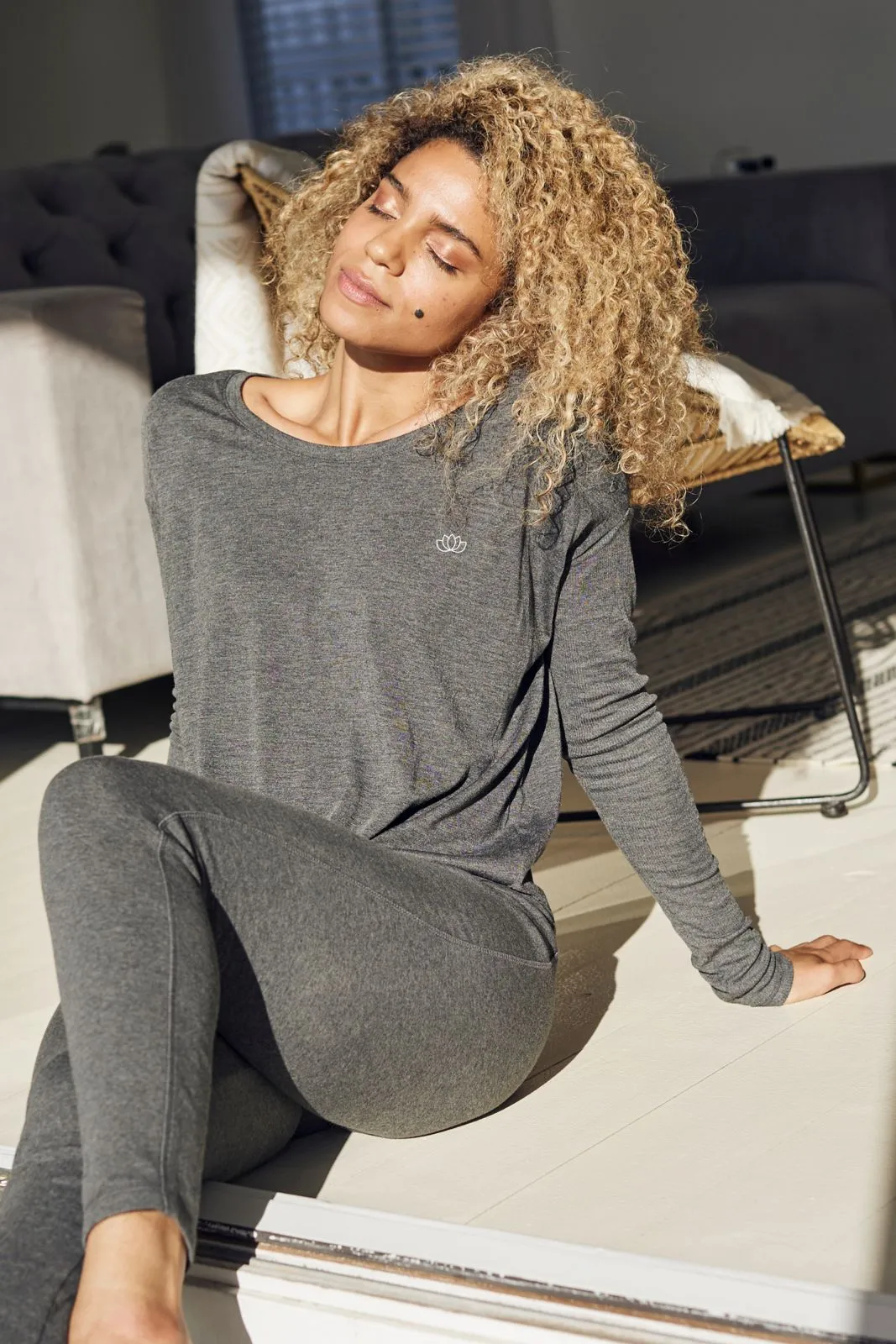 "Signature Lotus" Original Ribbed Long Sleeve Tee