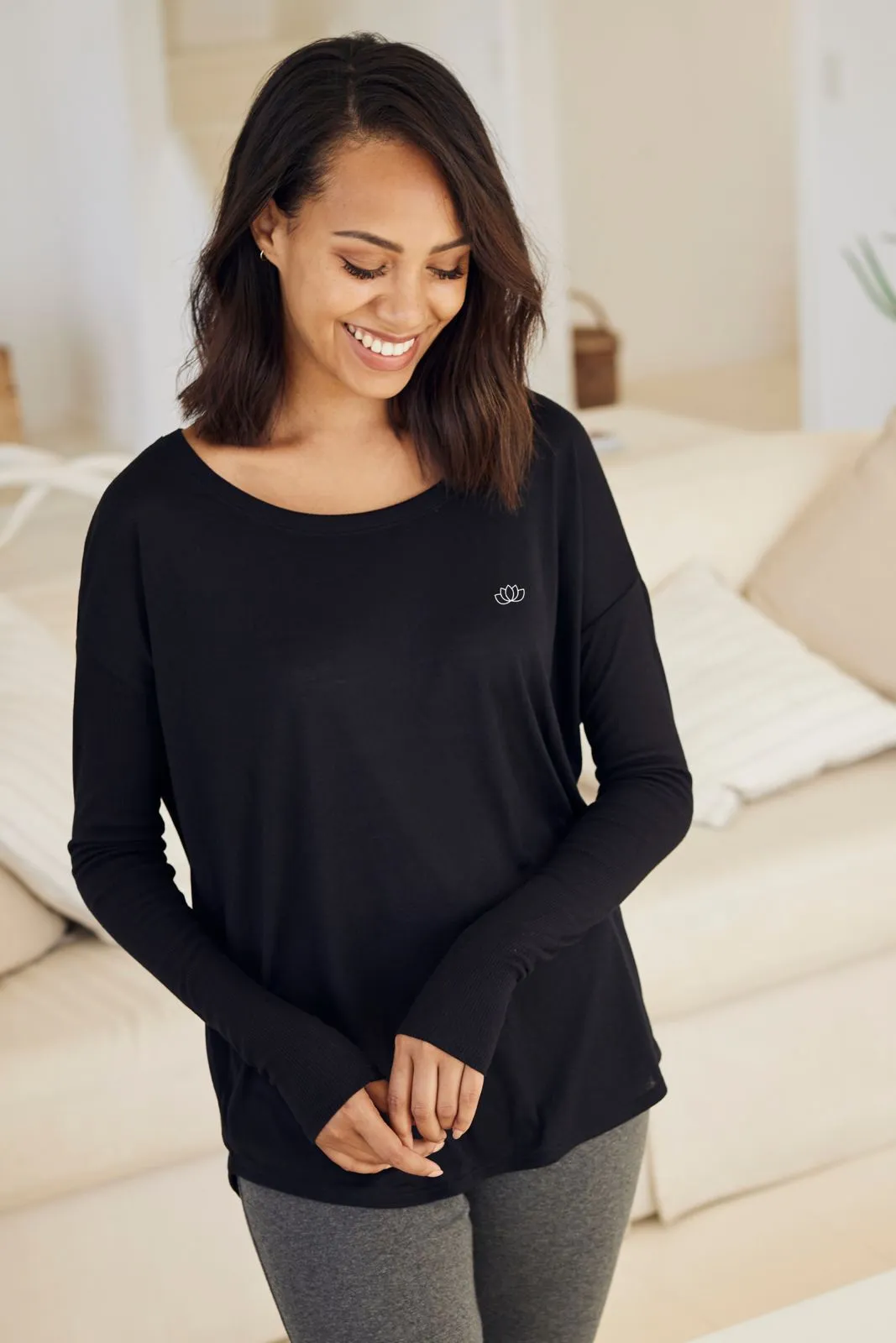 "Signature Lotus" Original Ribbed Long Sleeve Tee