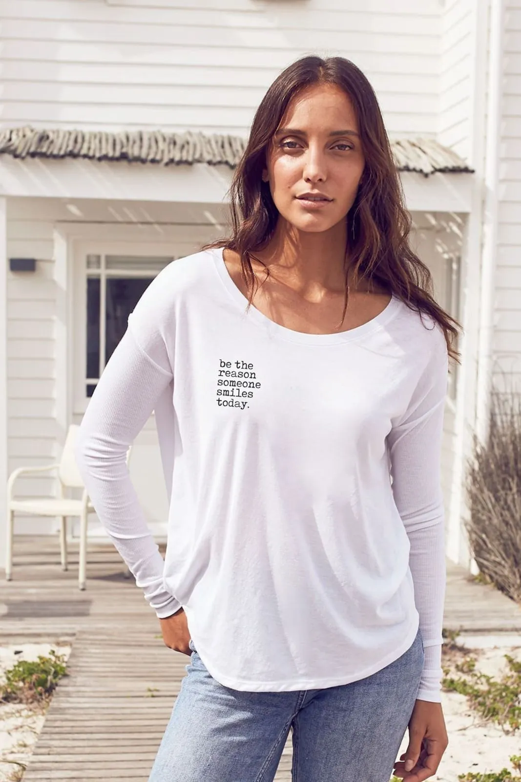 "Smile" Original Ribbed Long Sleeve Tee