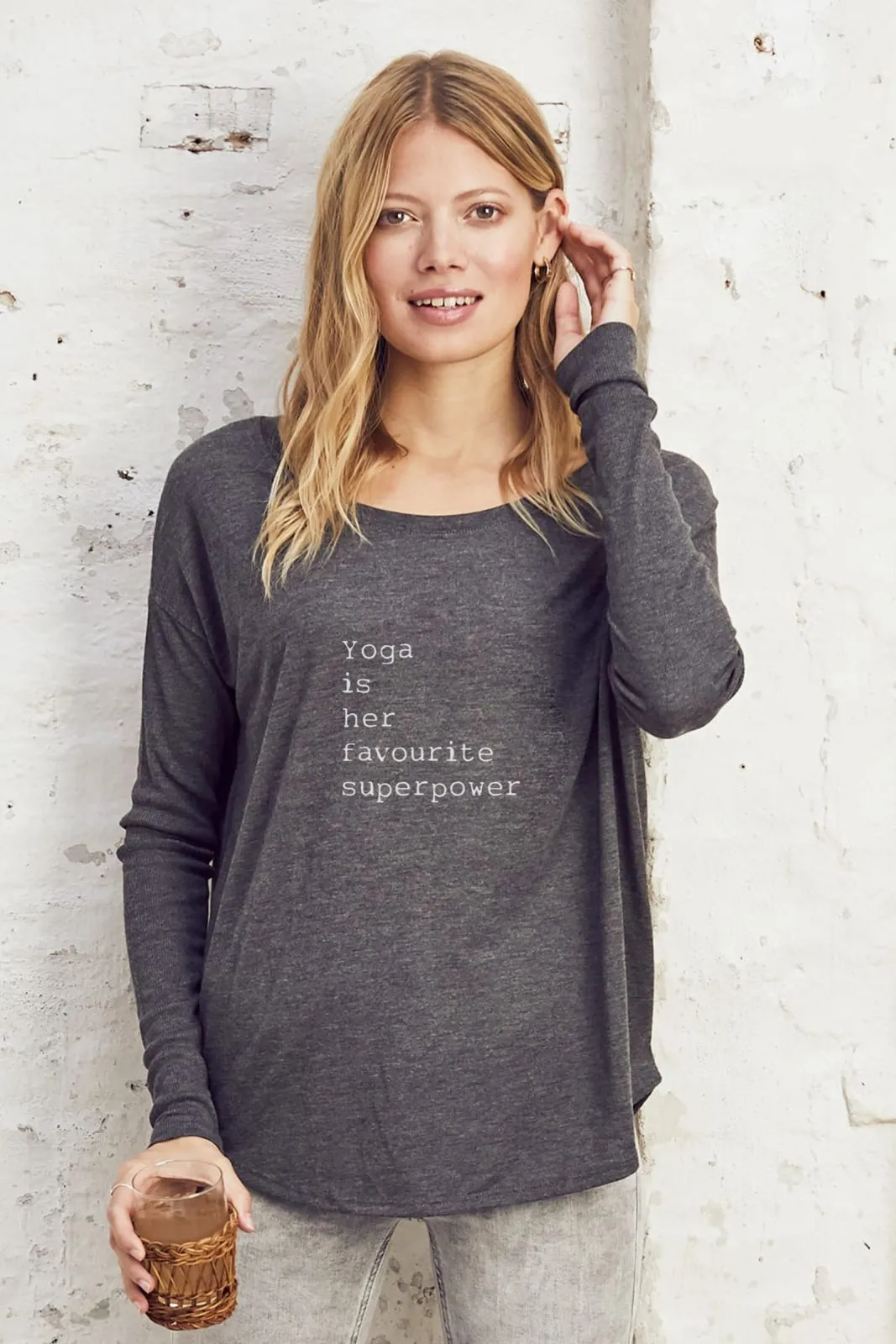 "Yoga Superpower" Original Ribbed Long Sleeve Tee