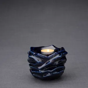 Radiance Tealight Candle Ceramic Keepsake Urn in Cobalt - 24 Cubic Inches