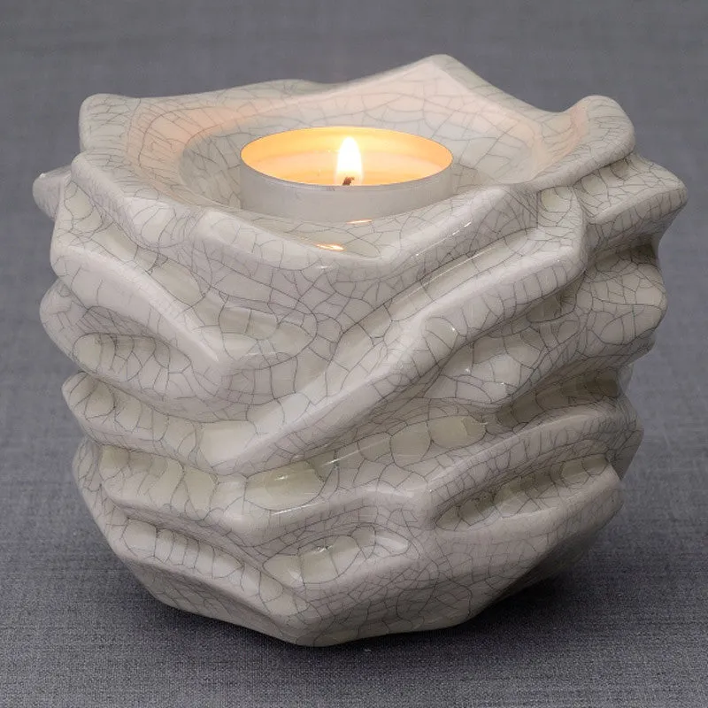 Radiance Tealight Candle Ceramic Keepsake Urn in Craquelure - 24 Cubic Inches