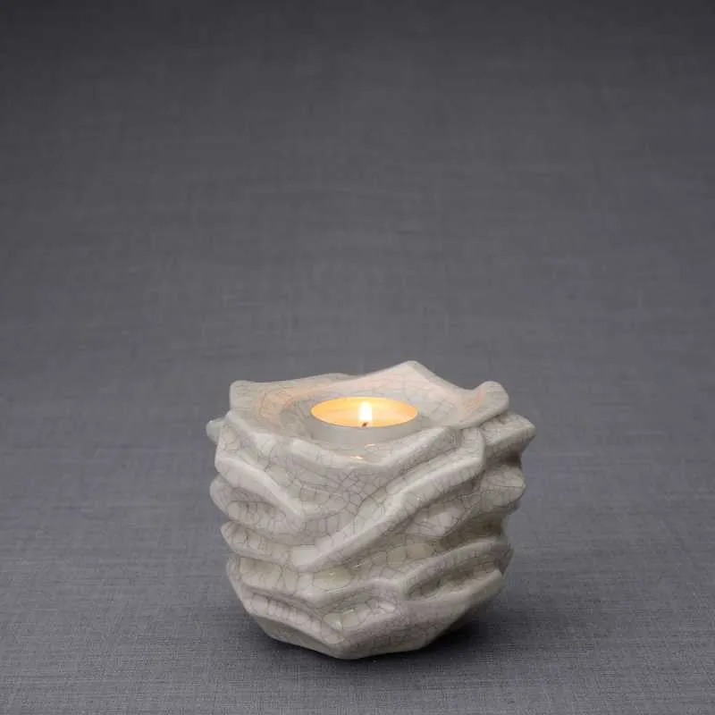 Radiance Tealight Candle Ceramic Keepsake Urn in Craquelure - 24 Cubic Inches