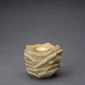 Radiance Tealight Candle Ceramic Keepsake Urn in Light Sand - 24 Cubic Inches
