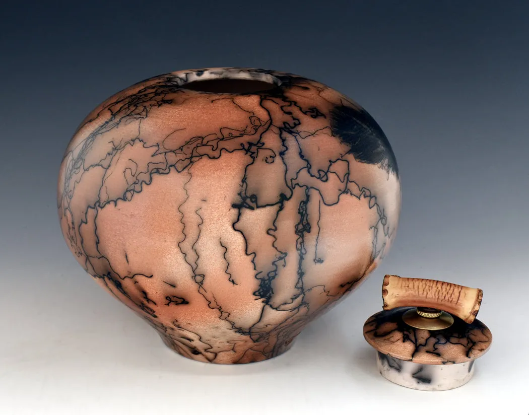 Raku Horsehair Fired Urn 403