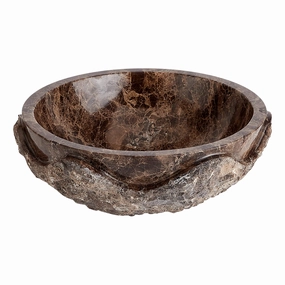 Signature Hardware 484615 Hull 17" Circular Marble Vessel Bathroom Sink - Dark Emperador
