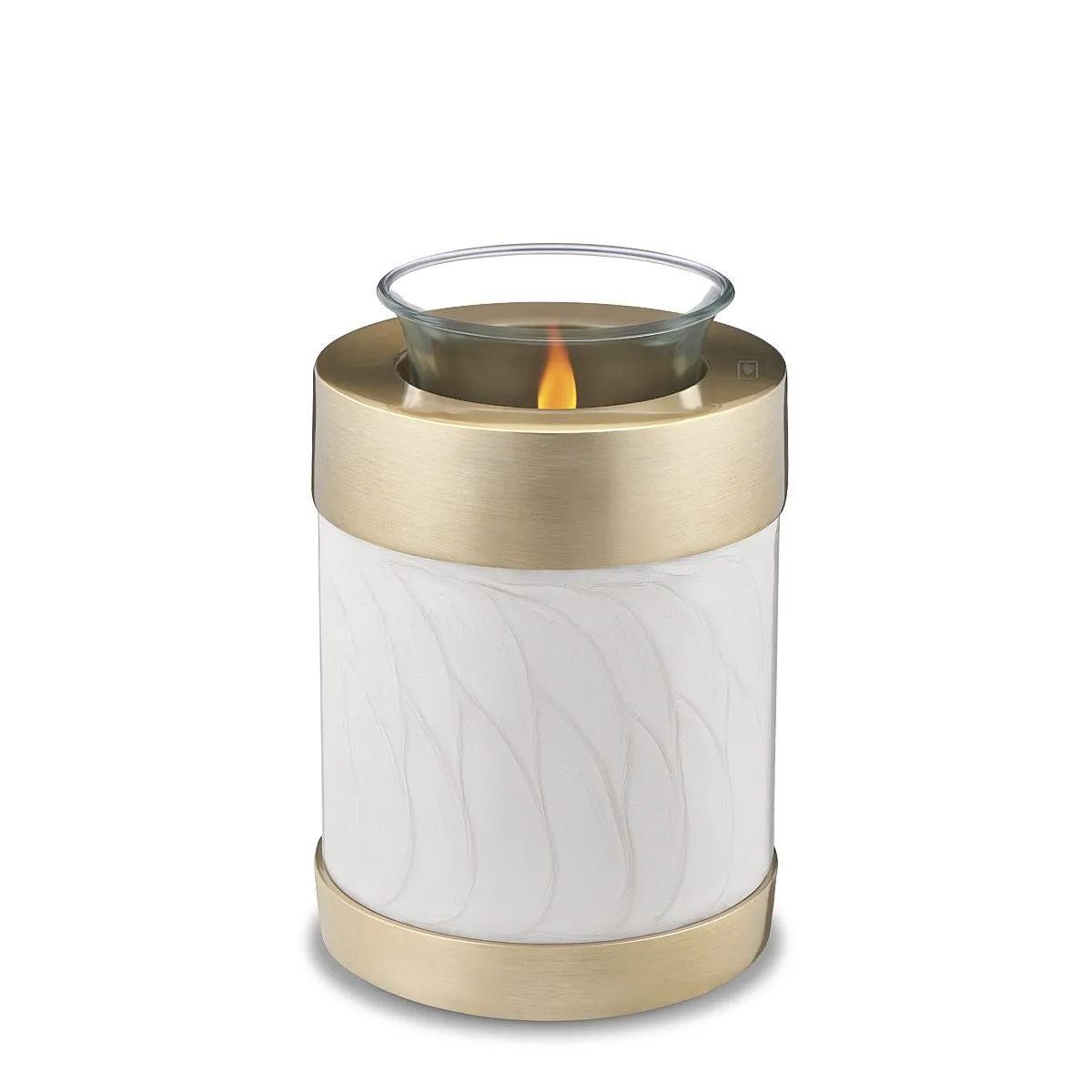 Simplicity Brass Cremation Urn in Pearl White