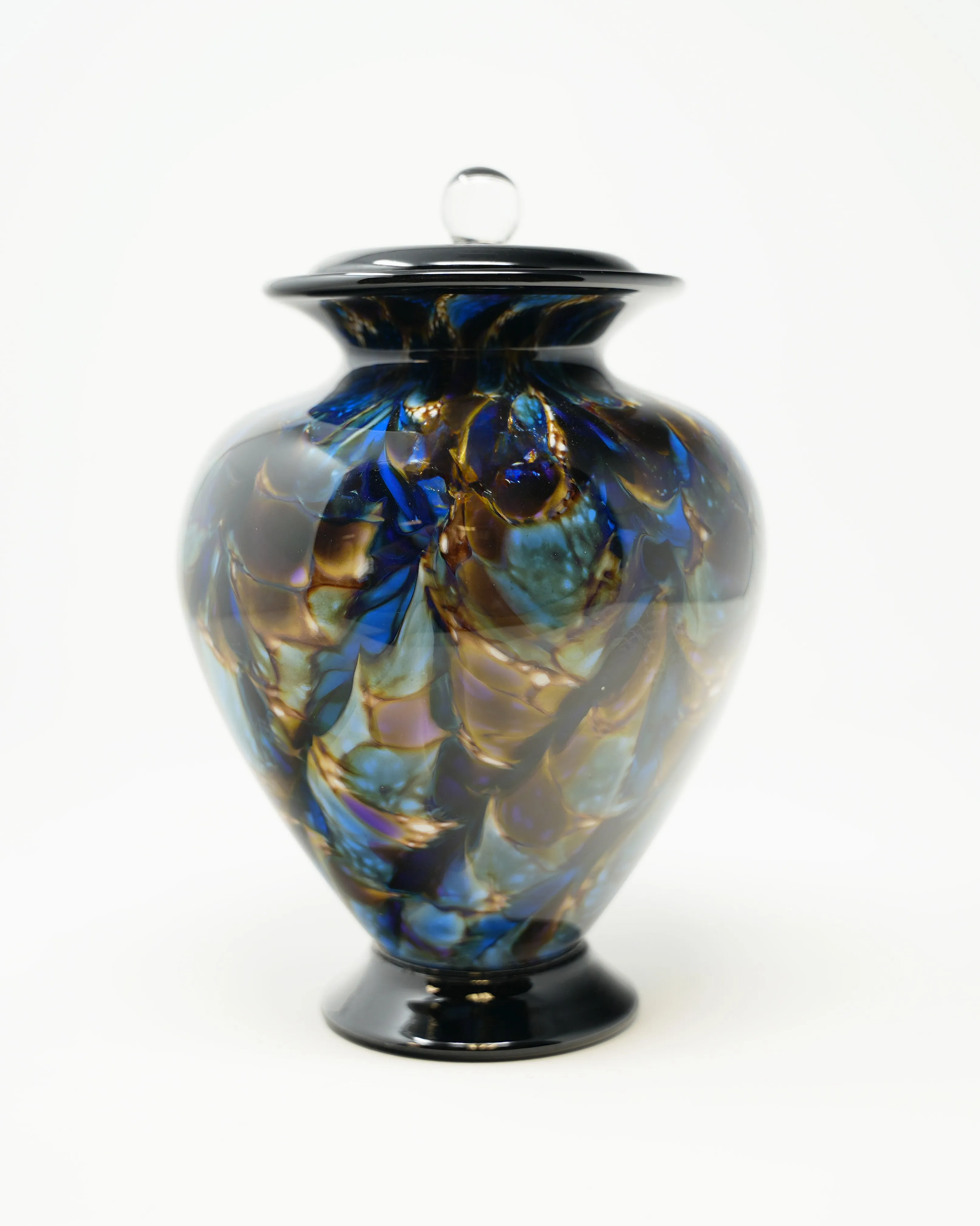 Small Hand Blown Glass Cremation Urn in Amato Evening