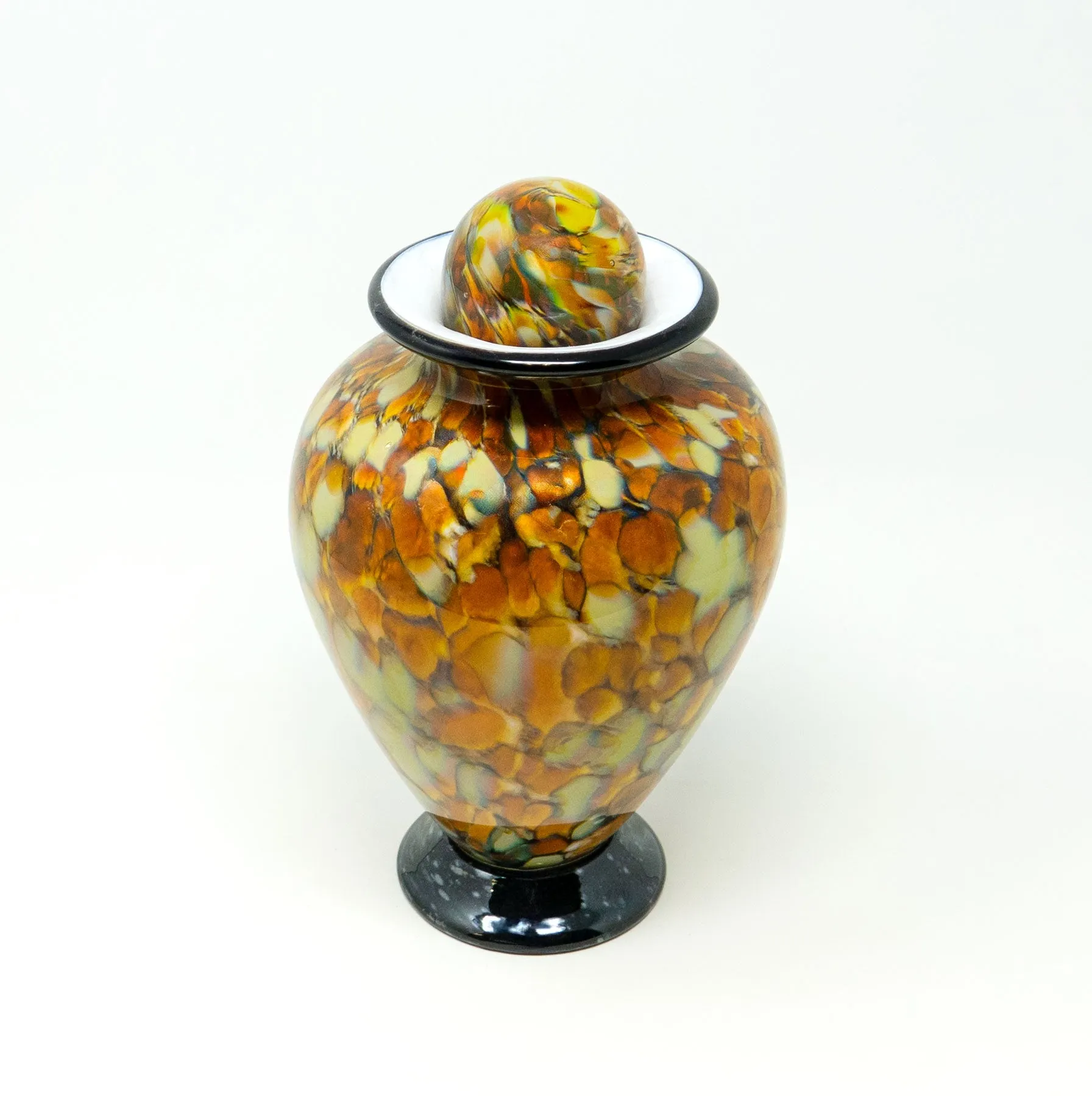 Small Hand Blown Glass Cremation Urn in Atlantic Oro