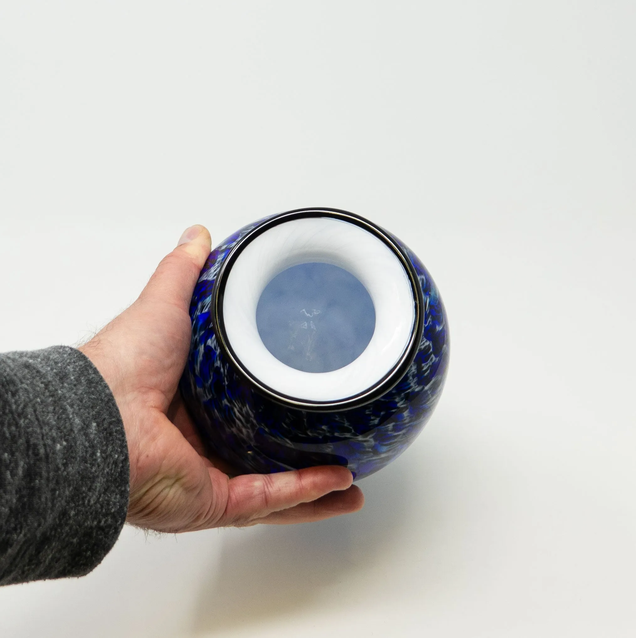 Small Hand Blown Glass Cremation Urn in Atlantic Water