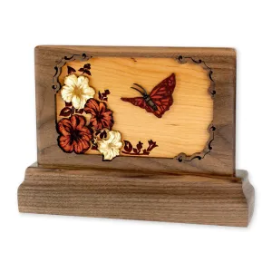 Small Keepsake Urn with 3-Dimensional Butterfly Inlay