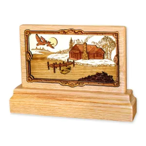 Small Keepsake Urn with 3-Dimensional Cabin Inlay
