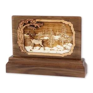Small Keepsake Urn with 3-Dimensional Deer Inlay
