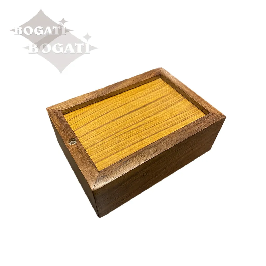SMALL Rosewood Urn  -2705-  Bevel Edge - Cat Silhouette
